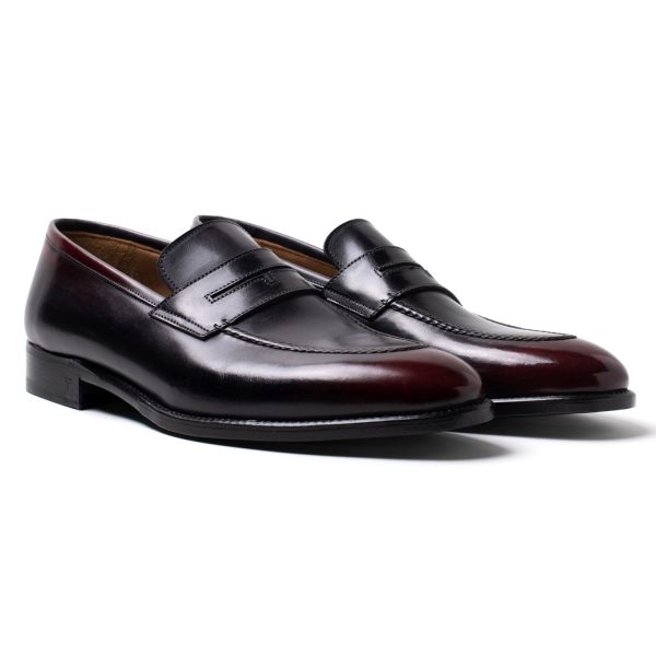 T Mocassini in Pelle Bordeaux/Nero - immagine 2