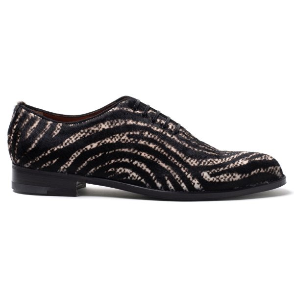 ROULIN stringate in pelle stampa bianco-nero