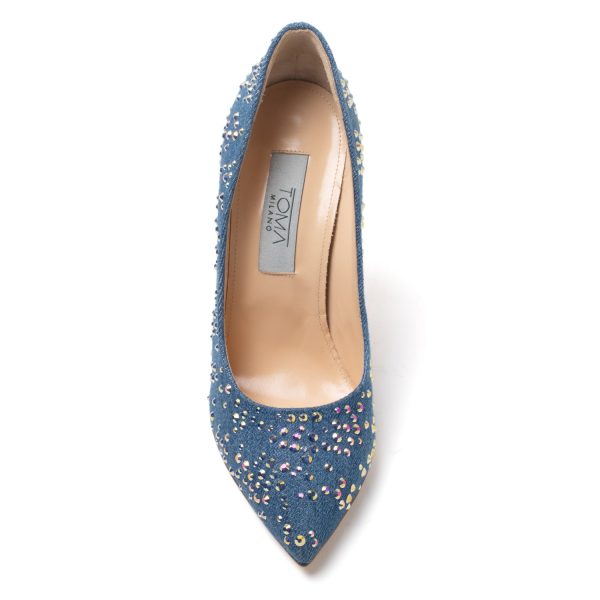 ERIFILE Décolleté in blue jeans e cristalli Swarovski - immagine 4
