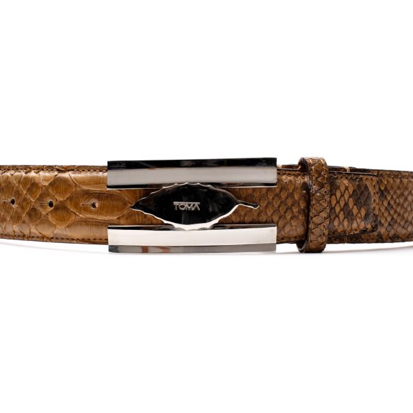 ENISEJ Cintura in pitone 40 mm, cognac. - immagine 2