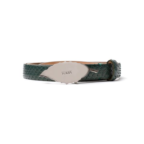 AMUR Cintura in pitone 20 mm, verde.